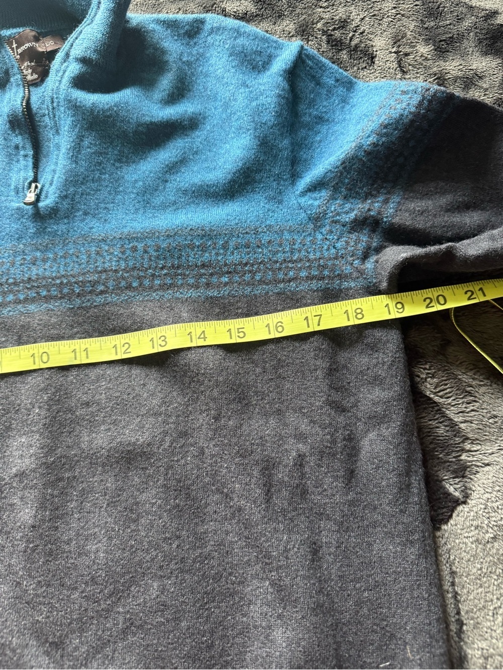 Black Brown 1826 Men's Teal and Navy Half-Zip Sweater - Picture 5 of 7